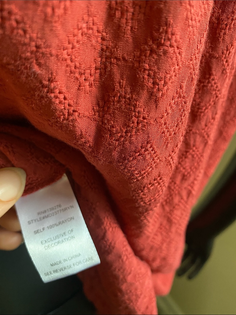 V-Neck Red Babydoll Tunic with Puff Sleeves - Picture 10 of 11